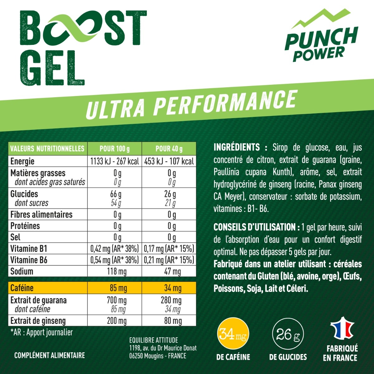 BOOST gel cola composition