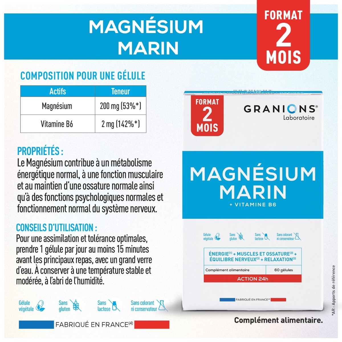 Magnésium gélule composition