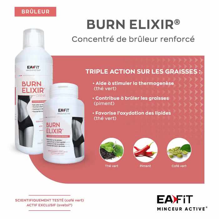 EAFIT Burn Elixir Drink 500 ml : brûle les graisses et élimine l'eau en excès dans les tissus