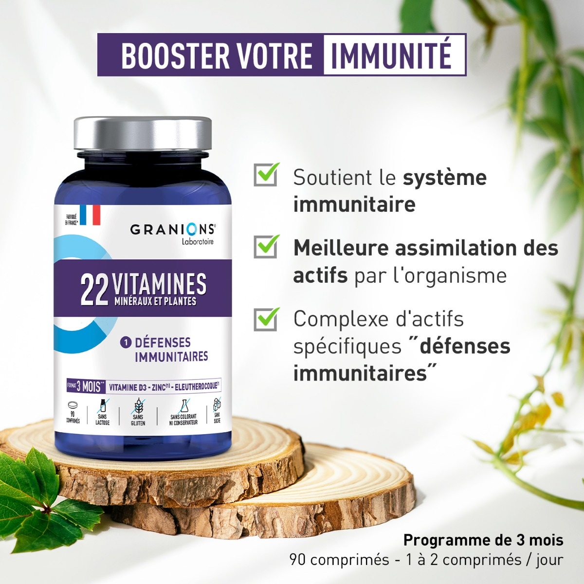22 Vitamines Minéraux et Plantes 90 comprimés