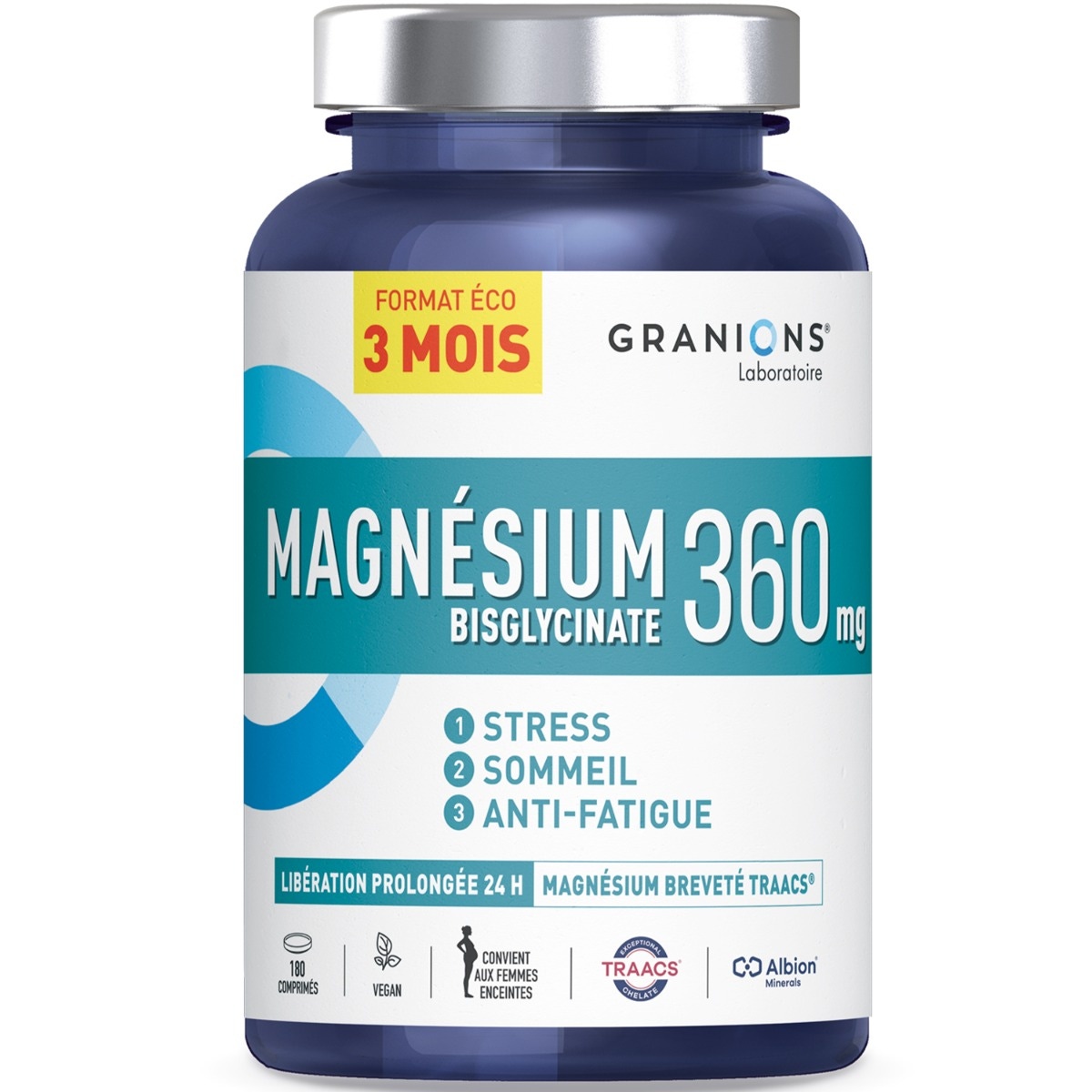 Magnésium bisglycinate GRANIONS -complément alimentaire - énergie