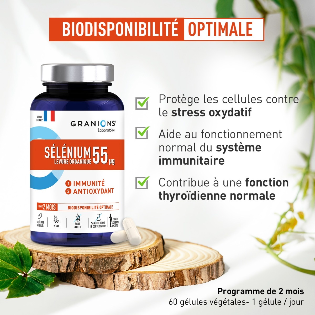 Sélénium 55 µg - 60 gélules - oligoélément essentiel - Convient aux femmes enceintes