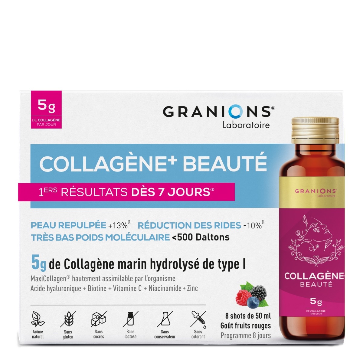Shot Collagene + beauté fruits rouges 5 g de collagene