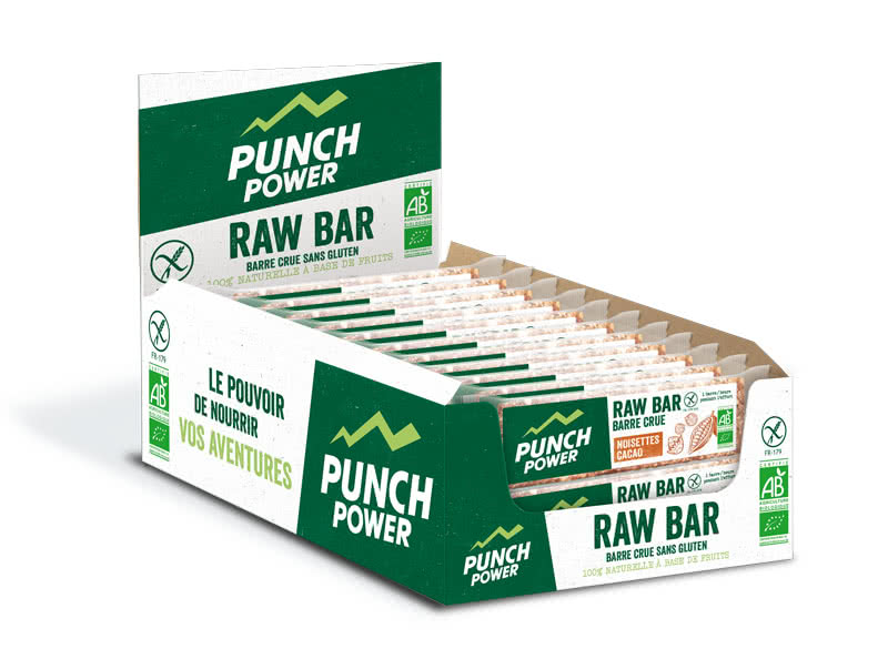 Punch Power - Raw bar - Barre crues à base d'ingrédients naturels et non transformés - seulement 3 ingrédients - saveur noisettes cacao