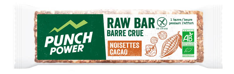 Punch Power - Raw bar - Barre crues à base d'ingrédients naturels et non transformés - seulement 3 ingrédients - saveur noisettes cacao