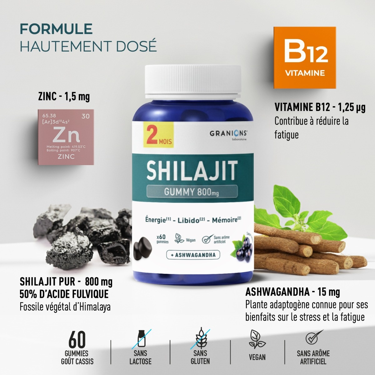Composition des Gummies de Shilajit Granions