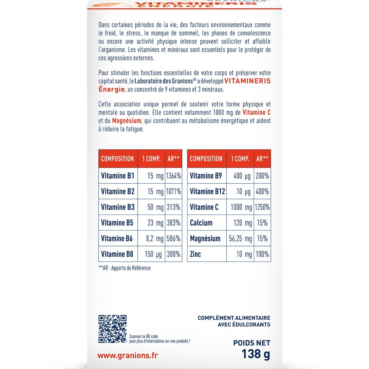 Vitamineris Énergie 1000mg - 28 comprimés 
